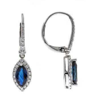 Taylor 14K White Gold Marquise-Cut Blue Sapphire Earrings