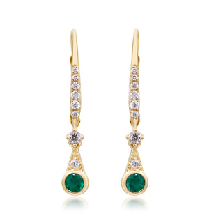 Elena 14K Yellow Gold Round-Cut Emerald Earrings