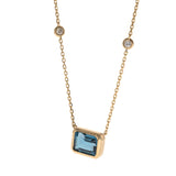 Clara 14K Yellow Gold Emerald-Cut Brazilian London Blue Topaz Pendant